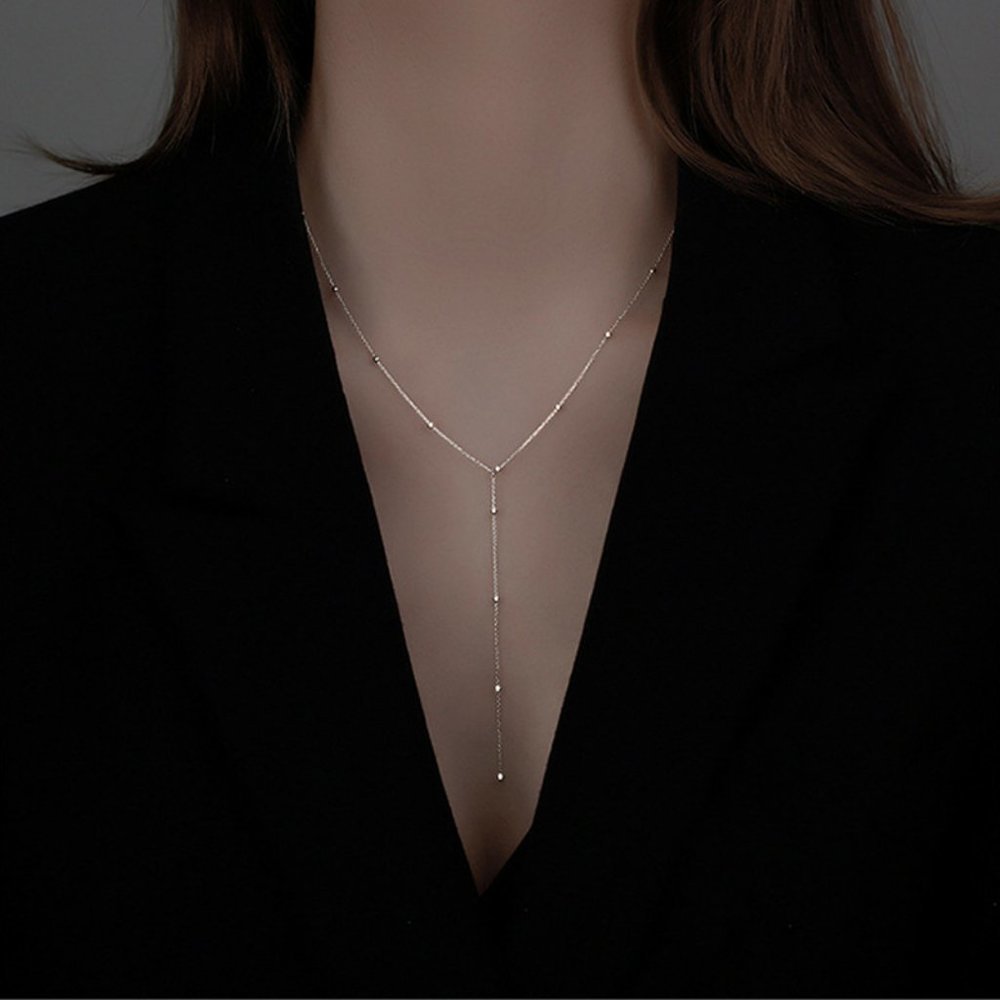 #NEW 925 Sterling Silver Bead Chain Drop Necklace - Picture 5 of 7